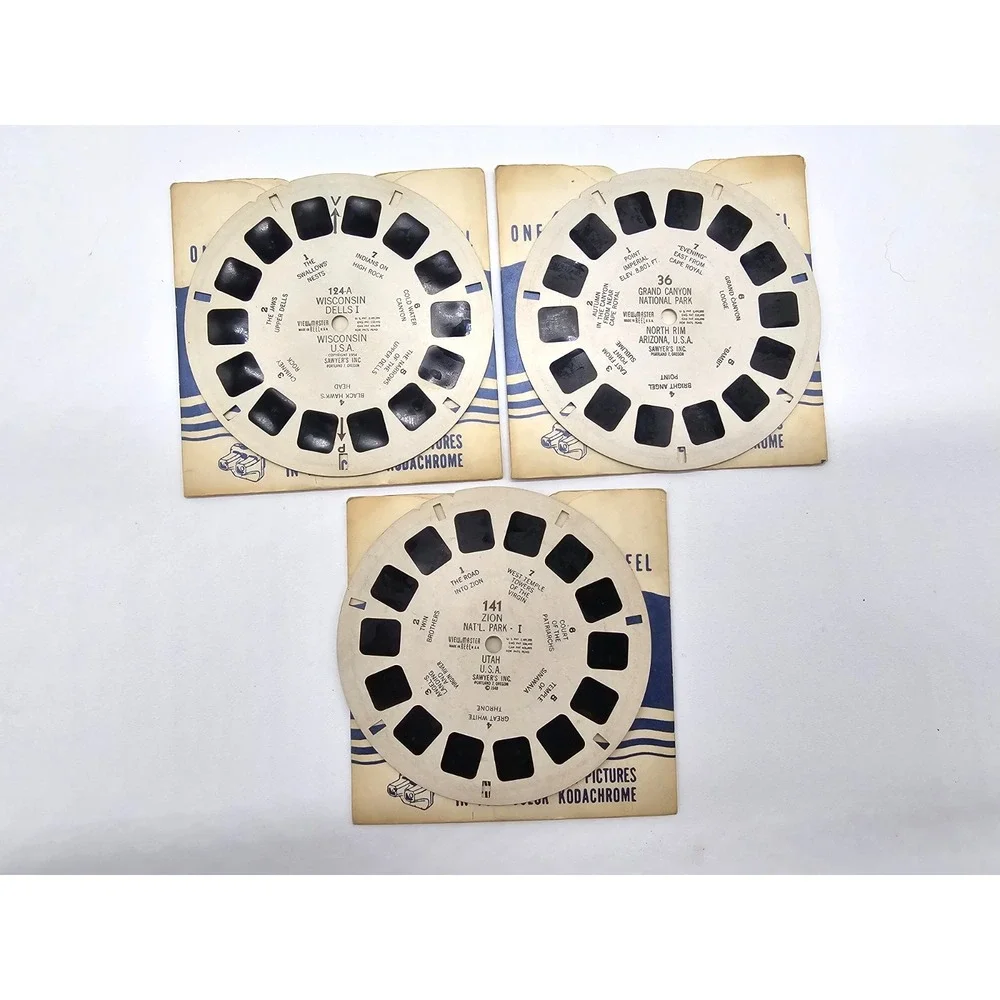 VTG GAF Viewmaster & 19 Reels: Cities, Nat'l Parks, WWII, Jerusalem & More